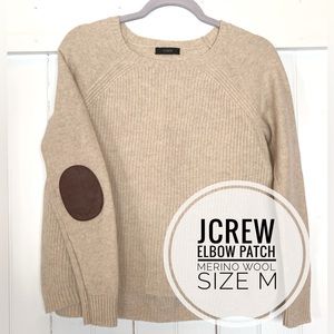 JCREW Merino Wool Elbow Patch Pull Over Sweater size M